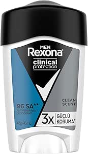 Rexona Men Clinical Protection Erkek Stick Deodorant Clean Scent 3x Güçlü Koruma 45 ml