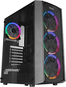 Everest FLAT MESH 4 * 12cm ARGB Fanlı Tempered Camlı Gaming Oyuncu Kasası