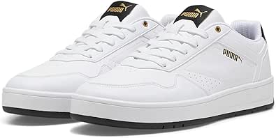 PUMA Court Classic yetişkin spor ayakkabısı, Beyaz Siyah Altın, 42 EU