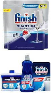 Finish Quantum Bulaşık Makinesi Deterjanı Tableti Limonlu 40 Yıkama + Temizlik ve Bakım Seti