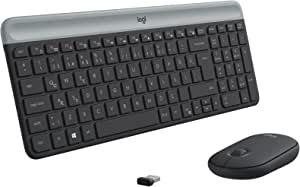 Logitech MK470 Slim Combo Kablosuz Klavye Mouse Seti, 12 FN Kısayolu ile Kompakt Klavye, Sağ ve Sol Elle Kullanılabilir, 10 m Kullanım Mesafesi, Sessiz, Türkçe Q Klavye, Siyah