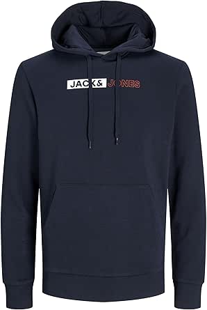 JACK %26 JONES Erkek kapüşonlu kazak logolu kapüşonlu kazak, Lacivert Blazer 2., L