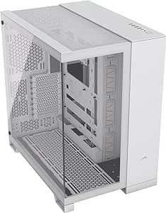CORSAIR 6500X Mid-Tower ATX Çift Bölmeli PC Kasası – Panoramik Temperli Cam – Ters Bağlantı Anakart Uyumlu – Fan Dahil Değildir – Beyaz