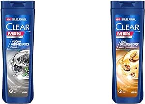 Clear Men Kepeğe Karşı Etkili Şampuan Yoğun Arındırıcı Kömür ile 350 ml(2) Clear Men Kepeğe Karşı Etkili Şampuan Saç Dökülmesine Karşı Kahve Çekirdeği Özü 350 ml(1)