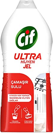 Cif Ultra Hijyen Jel Yüzey Temizleyici Çamaşır Sulu Katkılı Leke Çıkarıcı Yağ Çözücü 1500 ml