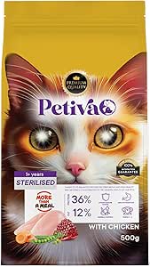 Petiva Kısırlaştırılmış Yetişkin Kediler İçin Tavuk Etli Kuru Kedi Maması (500 Gram, Tavuk)