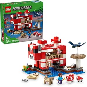LEGO Minecraft Mooshroom Evi 21270, 8 Yaş ve Üzeri Erkek ve Kız Çocuklar için Mantar Tarlaları, Steve Figürü ve Yaratıklar İçeren Rol Yapım Oyuncağı Yapım Seti, Doğum Günü Hediyesi Fikri (500 Parça)