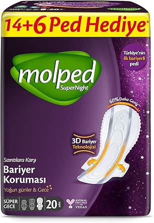 Molped Supernight Ultra Hijyenik Ped Super Gece Dev Ekonomik 20 Adet