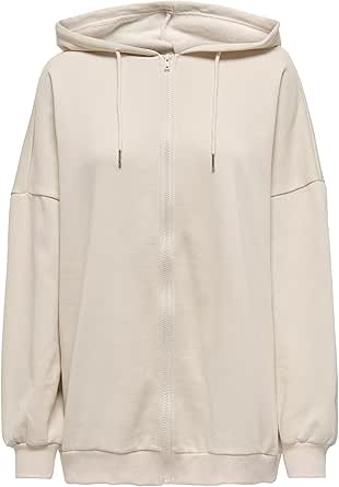 ONLY, Kadın, ONLDAZE L/S OVERSIZE ZIP HOOD SWT, Sweatshirt, Pumice Stone, S