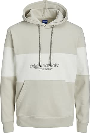 Jack %26 Jones Erkek JORLAKEWOOD SWEAT HOOD BF LN Sweatshirt, Kırık Beyaz, S