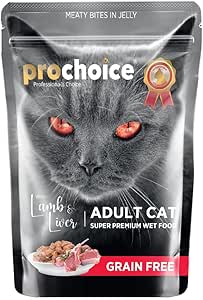 Prochoice Yetişkin Kediler İçin, Tahılsız, Jöle İçinde Kuzu Ve Ciğer Parça Etli Yaş Mama, 85 g