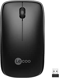 Lecoo WS208 Kablosuz 1200DPI 3 Tuşlu Sessiz PC, Mac, Dizüstü Bilgisayar için, USB Mini Alıcı ile Optik Mouse Siyah