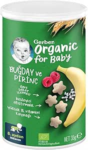 Gerber Organik Pirinçli, Buğdaylı, Muzlu ve Ahududulu Bebek Atıştırmalığı 35 g
