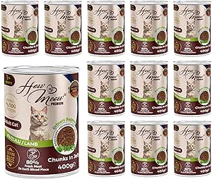How Meow Yetişkin Kedi Kuzulu ve Jöleli Konserve Mama 400 Gr x 12 adet