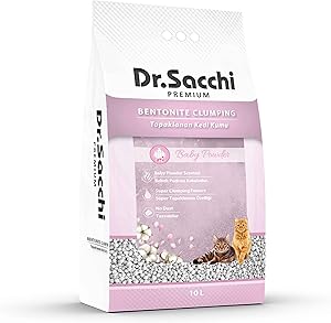 Dr.Sacchi Bebek Pudrası Kokulu Bentonit Kedi Kumu 10 Lt