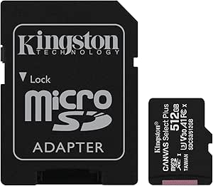 Kingston Canvas Select plus microSD hafıza kartı, SDCS2/512GB Class 10 (dahil. SD Adaptörü)