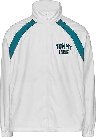 Tommy Hilfiger Tjm Varsity College Track Jacket Erkek Ceket, Beyaz, L