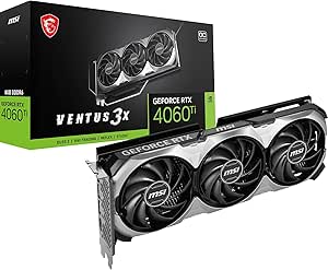 MSI GeForce RTX 4060 Ti Ventus 3X E 8G OC Grafik Kartı – NVIDIA GeForce RTX 4060 Ti GPU, 8GB GDDR6 128-bit Bellek, 18 Gbps, PCI Express 4 Arabirimi, 2565 MHz’e kadar, TORX Fan 4.0