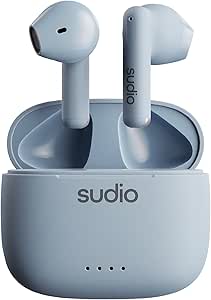 Sudio A1 Blue, Bluetooth’lu kulaklık, kompakt kablosuz şarj yuvası, IPX4 korumalı, entegre mikrofonlu gürültü geçiren kulaklık, birinci sınıf kristal ses