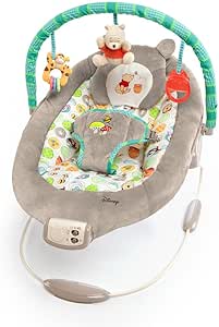 Bright Starts Winnie the Pooh Dots %26 Hunny Pots Sallanan Bebek Titreşimli Bebek Koltuğu, Müzik ve 3 Farklı Oyun Arkadaşlı, 58x48x58 cm