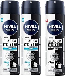 NIVEA Men Erkek Sprey Deodorant Black& White Invisible Fresh 150 ml X2 + NIVEA Men Erkek Sprey Deodorant Black & White Invisible Original 150 ml