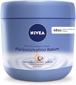 NIVEA El ve Vücut Bakım Kremi Pürüzsüzleştirici 400ml, 48 Saat Nemlendirici Serum, Shea Yağı, Kuru Ciltler
