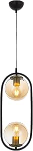 Avonni AV-60180-2BSY Siyah Boyalı Avize, E27, Metal, Cam, 20×15 Cm