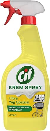 Cif Krem Sprey Ultra Yağ Çözücü Yüzey Temizleyici Limon 750 ml