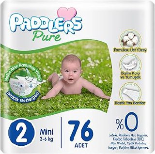 Paddlers Pure 2 Numara Mini 76 Adet (3-6 Kg) Jumbo Paket