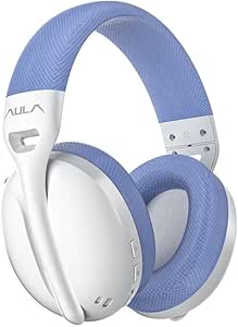 Aula S6 3 Modlu Kablosuz 3.5mm Kablolu ve Bluetooth 5.3 Mikrofonlu Gaming Oyuncu Kulaklığı Mavi Ultra Hafif Hafızalı Sünger 40mm Sürücülü Gürültü Önleyici