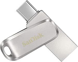 SanDisk Ultra Dual Drive Luxe USB Type-C Sürücü Akıllı Telefon Bellek 128 GB (Mobil Bellek, USB 3.2 Gen 1, Döner Tasarım, 400 MB/s Okuma, USB Sürücü, Otomatik Yedekleme)