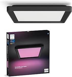 Philips Hue Tento Siyah Sıva Üstü RGB Akıllı LED Panel Tavan Armatürü 30x30cm 1340 Lumen