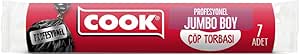 COOK Profesyonel Jumbo Çöp Torbası Siyah 80 x 110 cm, 10’lu Rulo