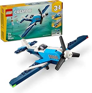 LEGO Creator 3’ü 1 Arada Uçak: Yarış Uçağı 31160-7 Yaş ve Üzeri Çocuklar için Jet veya Helikoptere Dönüşebilen Oyuncak Yapım Seti, Doğum Günü Hediyesi (178 Parça)