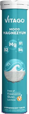 Vitago 20li Mood Magnezyum, Vitamin B1, Vitamin B2 ve Vitamin B6 İçeren Efervesan Tablet Takviye Edici Gıda
