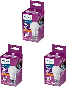 Philips 75W Led Ampul, 2700K Sarı Işık, E27 Normal Duy sarı 3lü paket