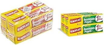 Koroplast Büyük Boy 80’li 4 Al 3 Öde Buzdolabı Poşeti (4 x 20 Adet) ve Koroplast Orta Boy 120’li 4 Al 3 Öde Buzdolabı Poşeti (4 x 30)