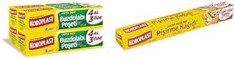 Koroplast Orta Boy 120’li 4 Al 3 Öde Buzdolabı Poşeti (4 x 30) ve Koroplast Hazır Kesilmiş 16 Adet Pişirme Kağıdı (1 x 16 Adet)