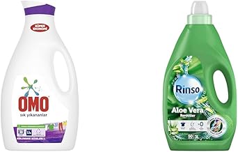 Omo Sıvı Çamaşır Deterjanı Sık Yıkanan Çamaşırlar İçin, 2470 ml, 38 Yıkama, 1 Adet(1) Rinso Sıvı Çamaşır Deterjanı Aloe Vera Renkiler İçin Renk Koruyucu 3L(2)