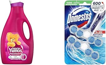 Yumoş Sıvı Bakım Çamaşır Deterjanı Renkli Giysiler, 2520 ml(1) Domestos Okyanus Ferahlığı 5’li Güç Duopack Tuvalet Bloğu (1 x 2 Adet)(2)