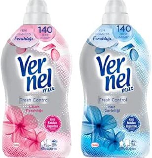 Vernel Max Konsantre Çamaşır Yumuşatıcısı 1320 ml (55 Yıkama) Çiçek Ferahlığı ve 1320 ml (55 Yıkama) Buz Serinliği