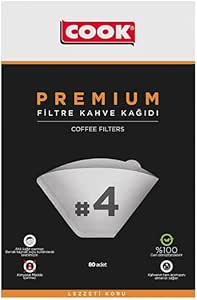 COOK Premium Filtre Kahve Kağıdı – Ebat 4, 80 adet