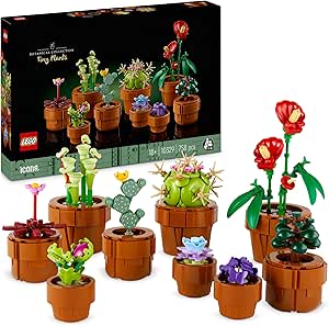 LEGO Icons Minik Bitkiler 10329 – Yetişkinler için Dekoratif, Koleksiyonluk ve Sergilenebilir Yaratıcı Çiçek Model Yapım Seti (758 Parça)