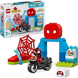 LEGO DUPLO Spin’in Motosiklet Macerası 10424, 2 Yaş ve Üzeri Çocuklar İçin Örümcek Adam Figürü İçeren Eğitici Oyuncak Yapım Seti (24 Parça)