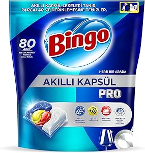 Bingo Akıllı Kapsül Pro Bulaşık Makinesi Deterjanı Tableti 80’li