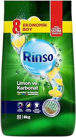 📌 Rinso Toz Çamaşır Deterjanı Limon ve Karbonat Renkliler ve Beyazlar İçin 8 KG