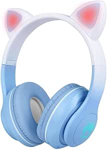 Zore STN-28 Pro Kedi Kulaklı Tasarımlı RGB Işıklı Bluetooth Kulaklık Mavi
