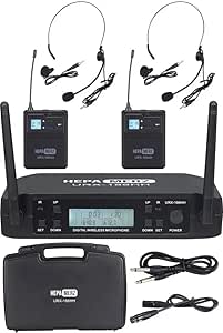 Hepa Merz URX-186HH UHF 2×100 Kanal Çiftli Kablosuz Yaka ve Headset Mikrofonu, Çift Anten LCD, Ekran