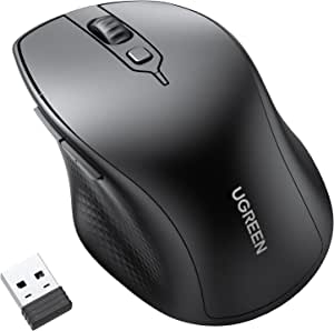 UGREEN Kablosuz Ergonomik Fare, USB Alıcılı 2.4GHz 4000 DPI Sessiz İnce Kablosuz Bluetooth Fare, Tablet,PC,Dizüstü Bilgisayar ile Uyumlu.