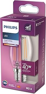 Philips LED classic 40W B35 E14 Mum Tipi Beyaz Işık Dim Edilmez Filament LED Ampul